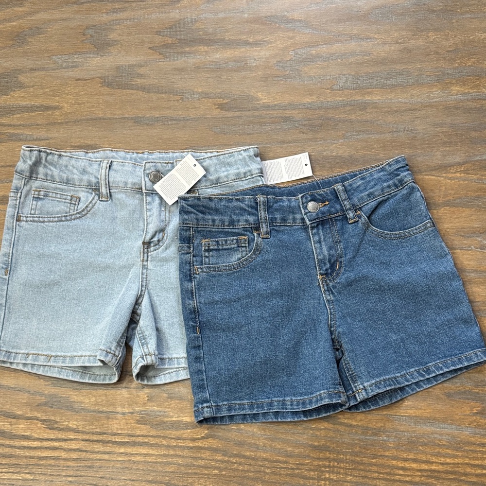 Girls Lands' End Kids' Denim Shorts - Light and Dark Blue Jean Size 12